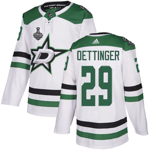 Adidas Men Dallas Stars #29 Jake Oettinger White Road Authentic 2020 Stanley Cup Final Stitched NHL Jersey